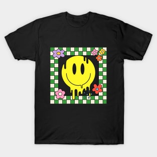 80s Melting Yellow Smile Funny Smiling Melted Dripping Face Cute T-Shirt